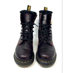 Dr. Martens 1460 Serena Faux fur lined Dark Plum Boots - Women's size 7